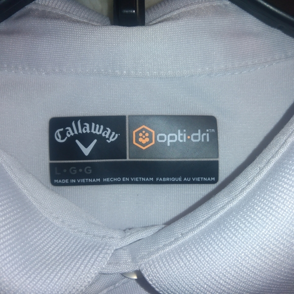 Callaway Opti Dri White Polyester Golf Polo Shirt Mens Size Large - Picture 6 of 8